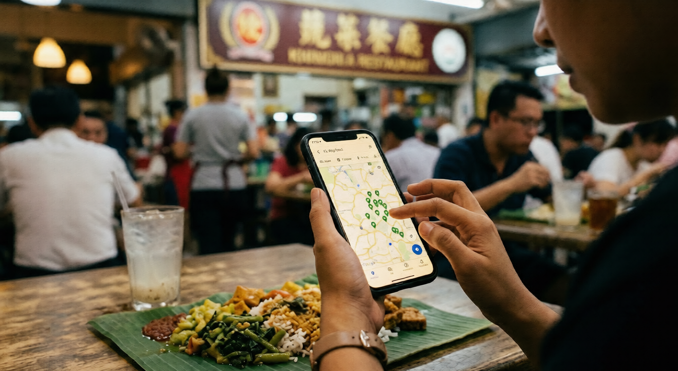 Malaysian community sharing vegetarian food on banana leaves